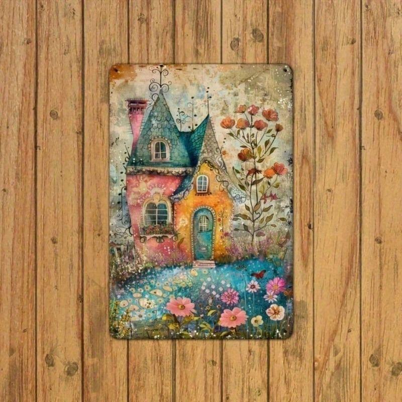 Vintage Flower Butterfly Metal Wall Poster For Living Room