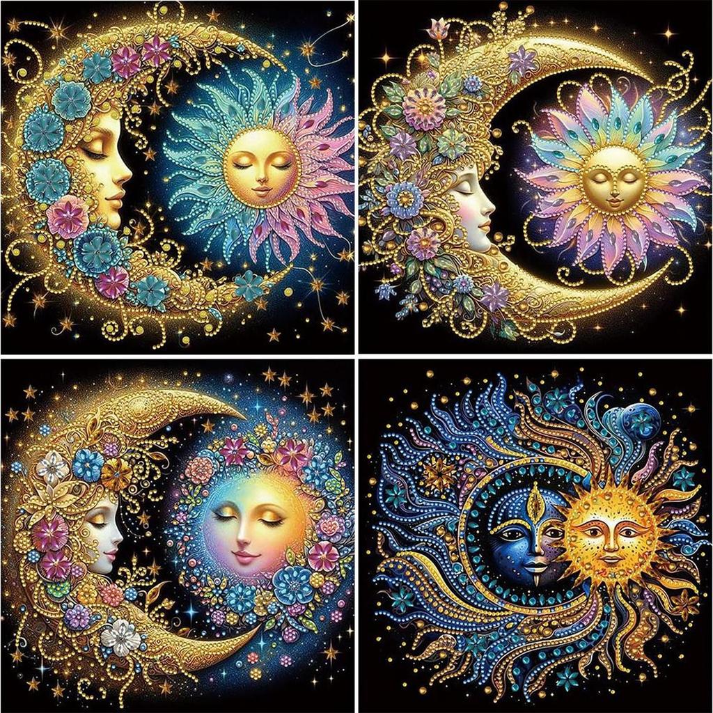 5D DIY Partial Special Shaped Drill Diamond Painting Kit Flowers Stars Moon Art