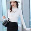 Women's High-Neck Lace Trim Knit Long Sleeve Top