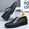 Light Luxury Men's Shoes 2025 Summer New Hand-woven Hollow Breathable Casual Leather Shoes Men's One-pedal Loafers