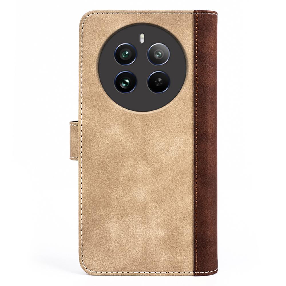 For Realme 12 4G/12+ 5G Case Color Splicing Leather Phone Cover with Wallet Card Slots