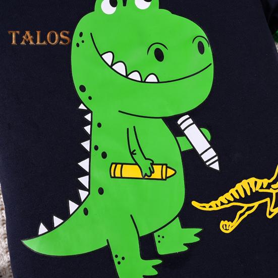 Toddler Boy Clothes Shorts Set Green Dinosaur Print Pajamas Cotton Crewneck Tees Shorts Set Summer Casual Outfit