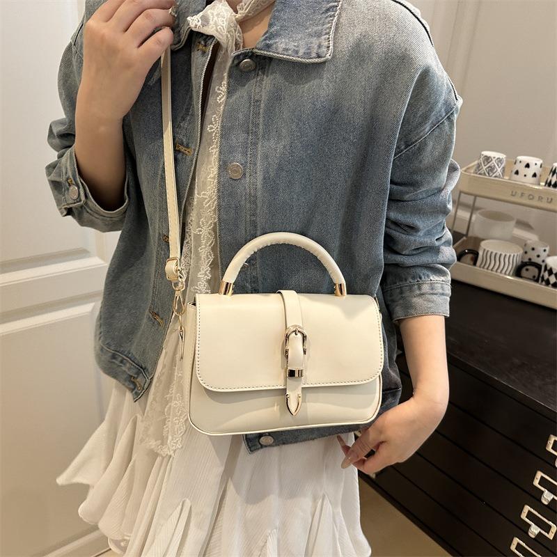Bag Women's New Fashion Portable Small Square Bag Lychee Pattern Textured Commuter Shoulder Crossbody Bag