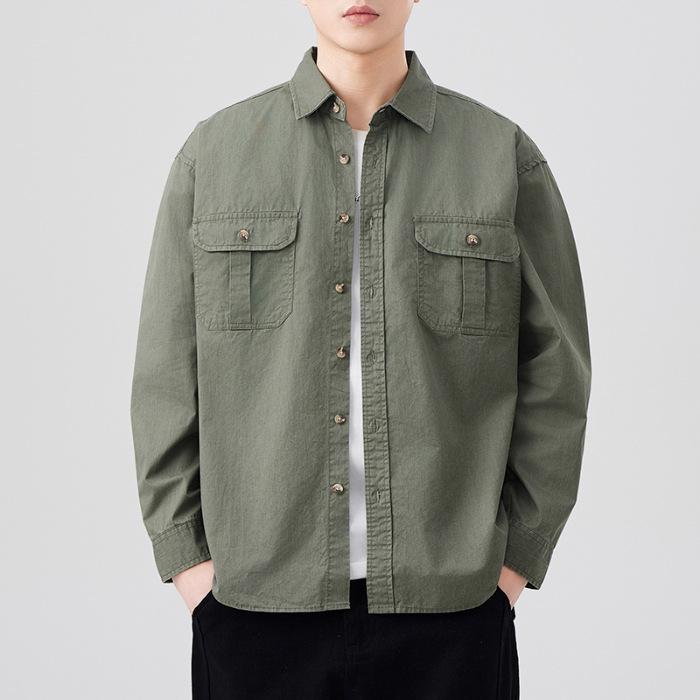 New Spring and Autumn Japanese Retro Men's Long-sleeved Shirt Work Jacket Loose Casual Shirt