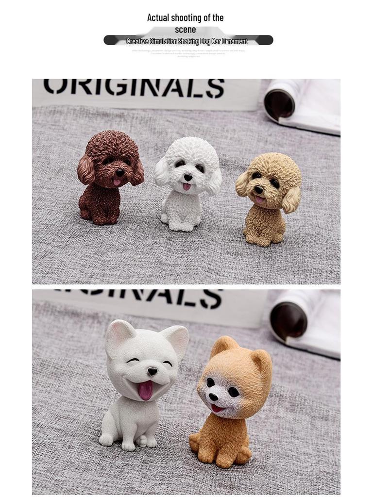 Bulldog Bobblehead Car Ornament | Cute Resin Dashboard Decor