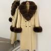 Atmosphere Detachable natural real fox fur collar wool coat women's new winter warm woolen coat