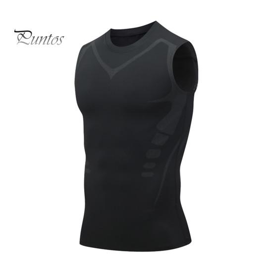 

Мужской спортивный жилет с круглым вырезом без рукавов, эластичный дышащий топ, корректирующий мышцы, спортивный компрессионный топ XXXL чёрный