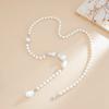 Elegant Baroque Imitation Pearl Back Chain Long Necklace For Women Retro Pearl Beads Tassel Choker Beach Party Bikini Jewelry