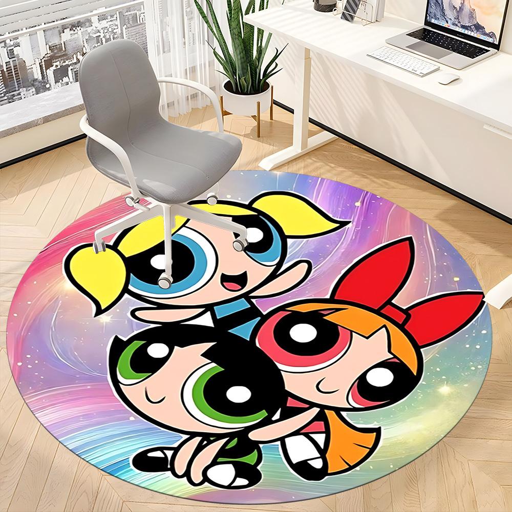 1pc Powerpuff Girls Chair Carpet for Office, Non slip, Soft and Durable Office Rug