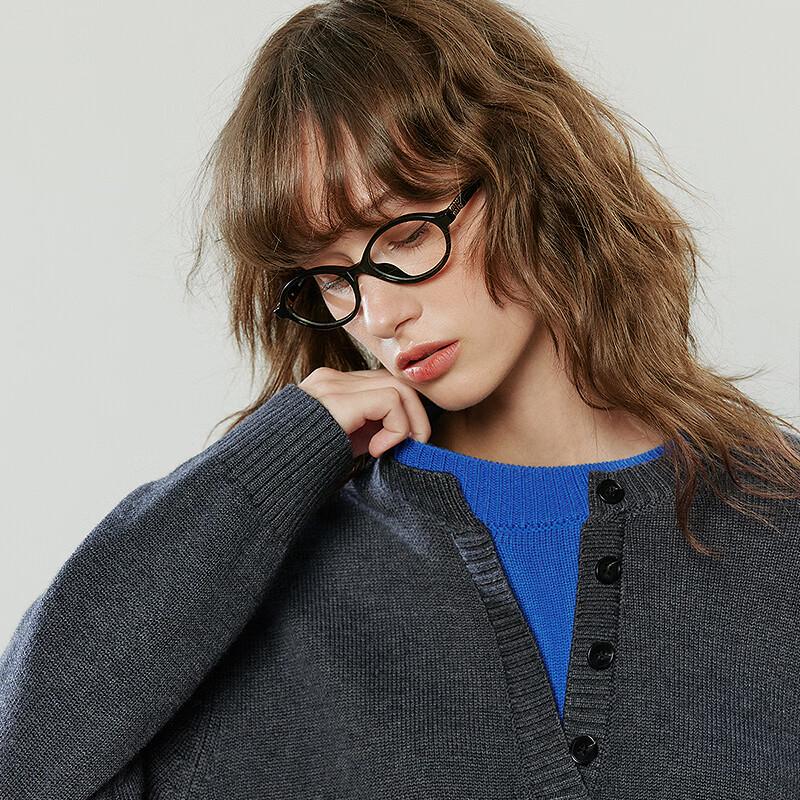 Women's Wool Blend Color-Block Fake Two-Piece Sweater