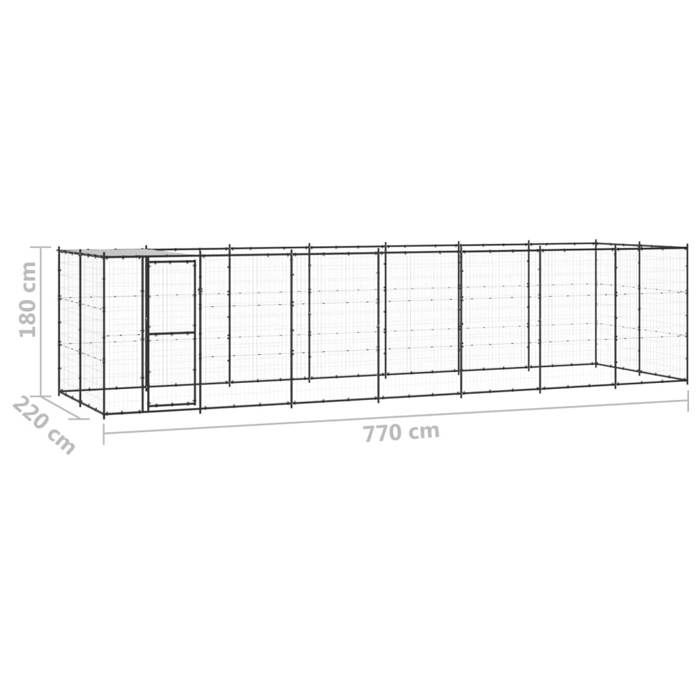 VidaXL Chenil Extérieur Acier avec Toit 16,94 m² Enclos Niche Cage pour Chiens 3082295