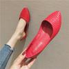 Spring summer flat heel women's rubber shallow mouth pointed single shoe solid color low cut daily casual women's shoes
