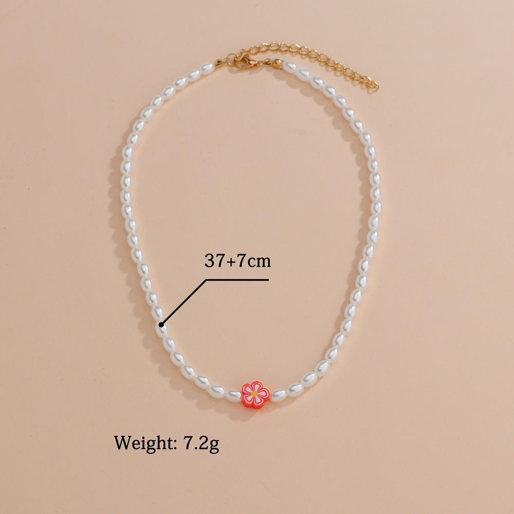 Personality popular, pearl mix and match flower beaded necklace women's simple collarbone chain choker