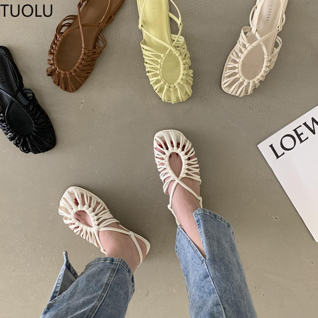 Fashion Women's Gladiator Sandals New Summer Breathable Closed Toe Flat Sandals Female Slipers Women Soft Beach Slides Rome Shoes Mujer