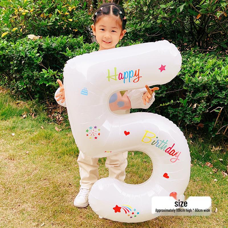 White Number Balloons for Kids' First Birthday Party Decorations