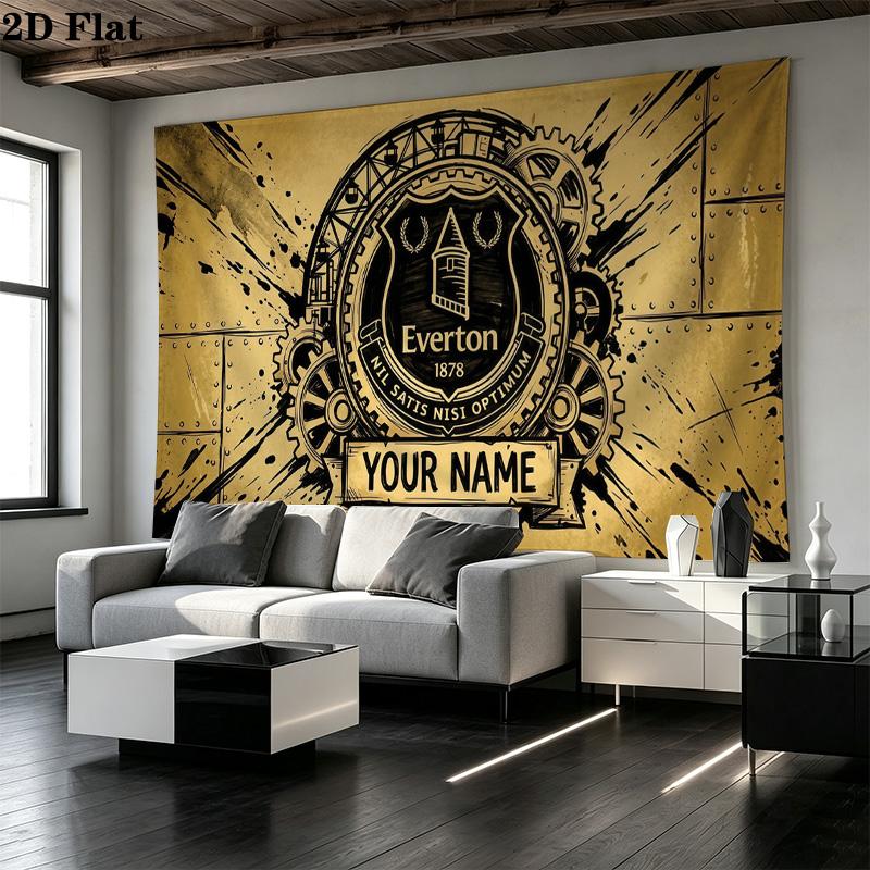 Custom Name Everton Football Club Printed Tapestry – Wall Hanging for Bedrooms, Dorms, and Home Decor