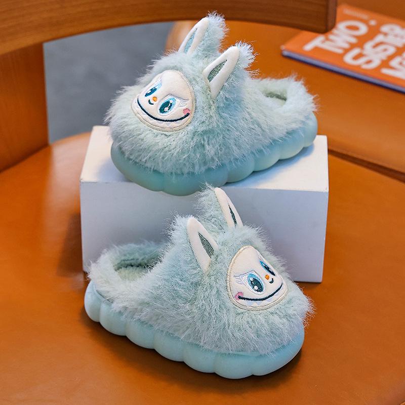 

Уютные зимние тапочки для мальчиков и девочек - Толстая подошва, Нескользящие, Плюшевый вельвет, Тепло для дома 21cm (Size 34/35)