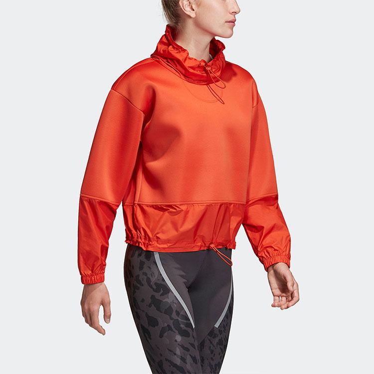Adidas Drawstring Stand Collar Pullover Outdoor Running Sports Knit Sweatshirt Women Sweatshirt Rust-Red EA2201