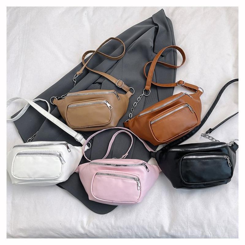New Fashi PU Leather Chain Waist Bag for Women - Crossbody Chest Bag