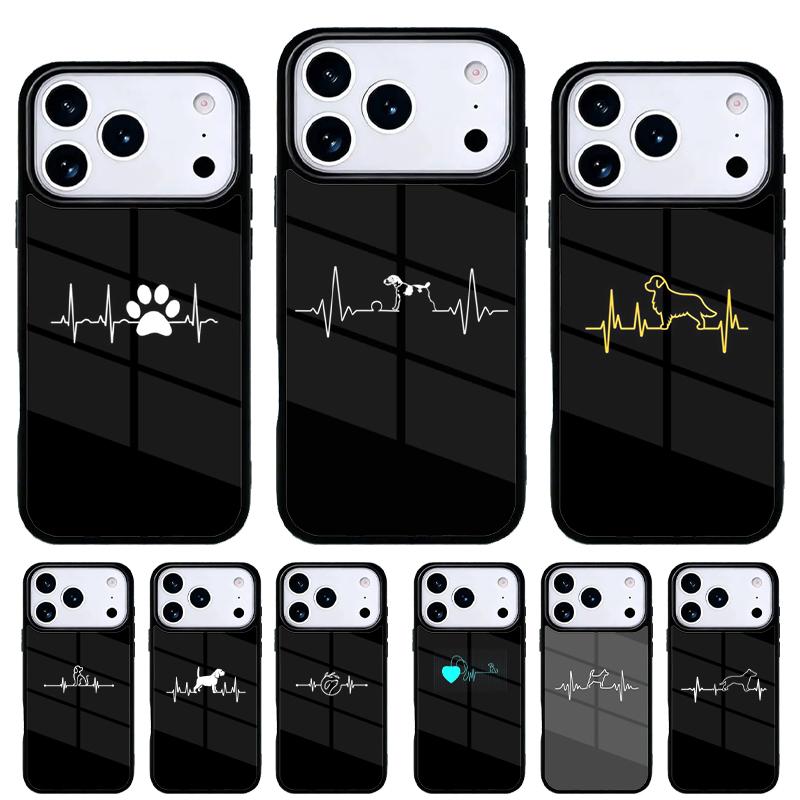 Love Dogs Heartbeat Phone Case for iPhone 17 16 15 14 13 Pro Max Back Cover for 12 11 Pro Coque