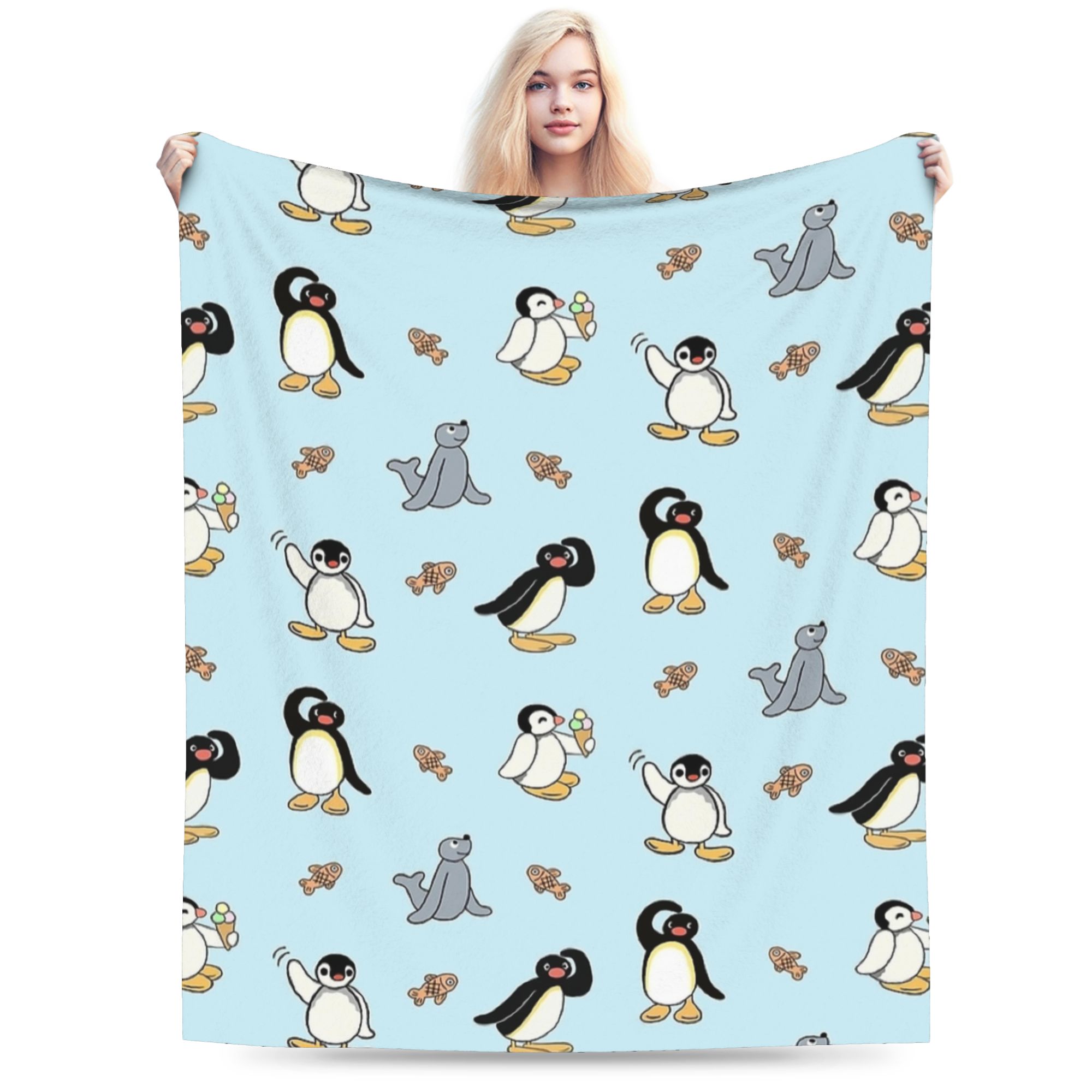 Panika Chen Unisex Warm Blanketboy Girl Picnic Pingus Cute Throw Blanket Flannel Bedspread For Couch Bed Fluffy Sofa Bed Cover