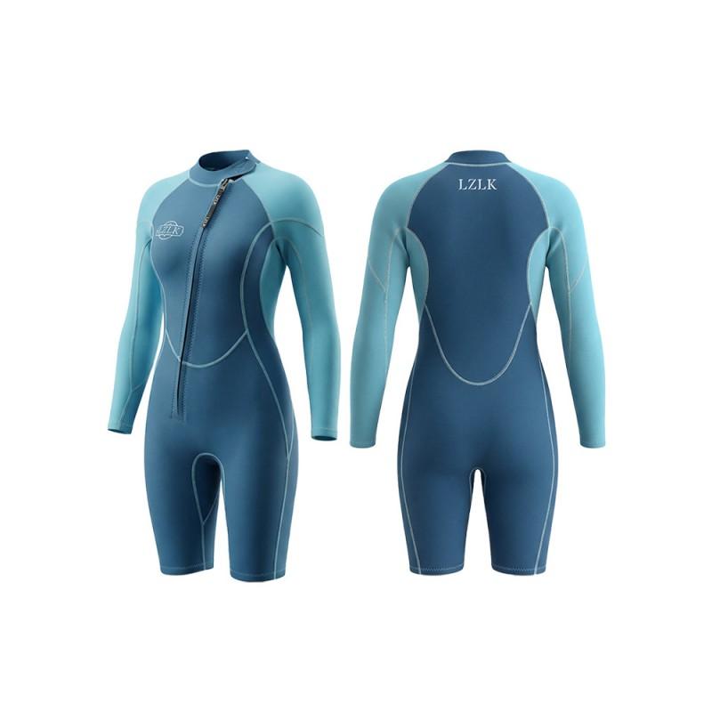 Womens 2mm Shorty Wetsuit With Front Zipper Warm UV-Protective Snorkeling Surfing Swimming