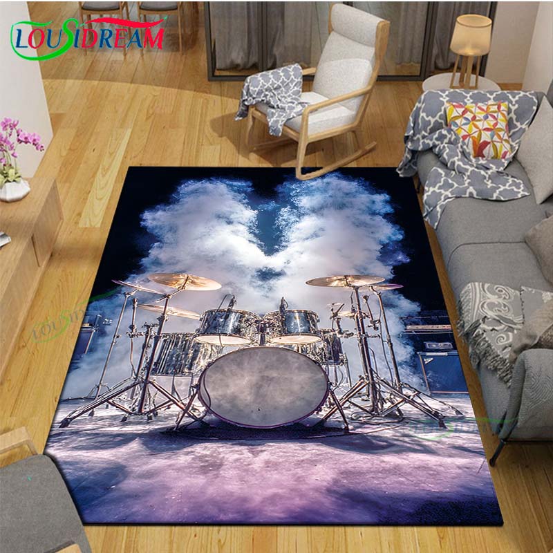 Fashion Music Drum Set Printed Carpet Outdoor Area Rug Non -slip Carpet Bedroom Decor Carpet for Living Room Birthday Gift