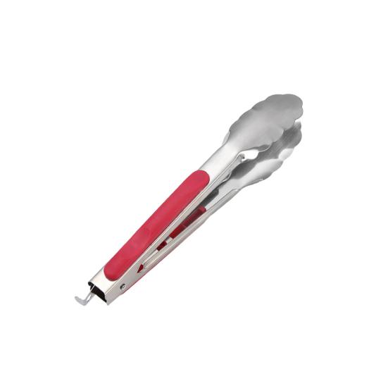 Kitchen Tongs with Anti-Slip Silicone Scalloped Handle And Edges S красный