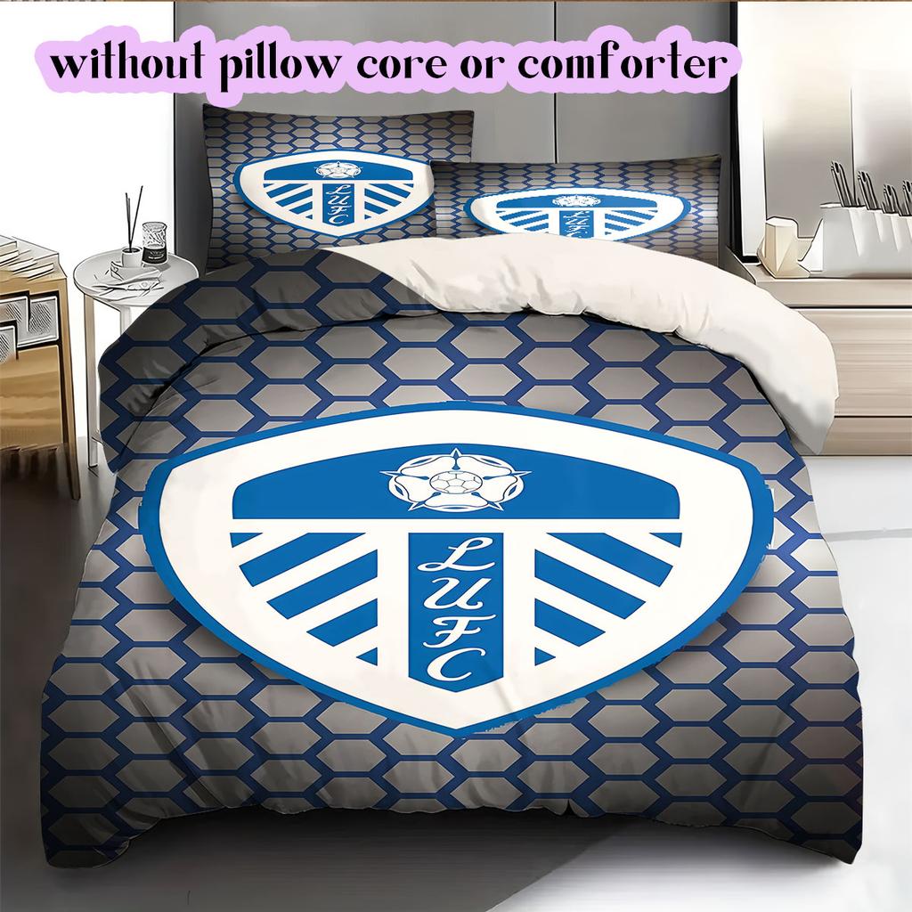 Leeds United Pattern Bedding,Quilt Set Quilt Cover Pillowcase Home Birthday Gift (1*duvet cover+2*pillowcase,without core)