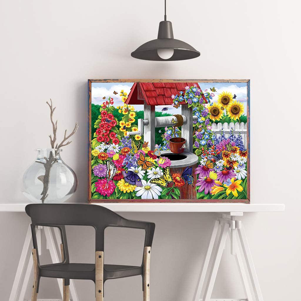 5D DIY pictura cu diamante câmp de flori kit cu punct de cruce mozaic broderie cu diamante trandafir complet rotund burghiu pătrat Decor pentru casa