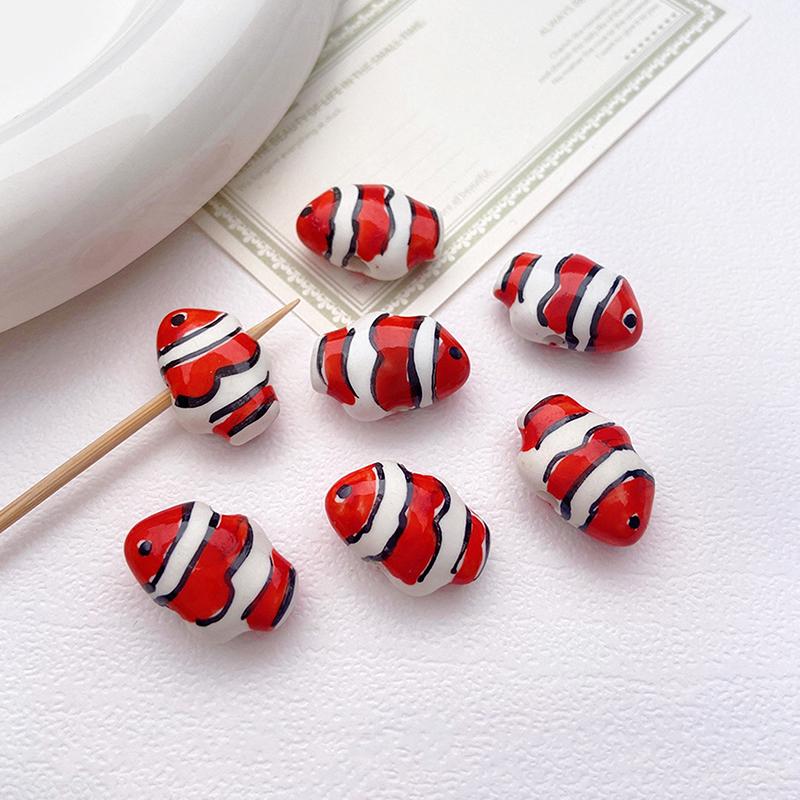 1 шт. Милые Полосатые Расписные Маленькие Рыбки Бусины Шармы Керамические Разделители Россыпные Бусины Для Изготовления Украшений Браслет Аксессуары A7