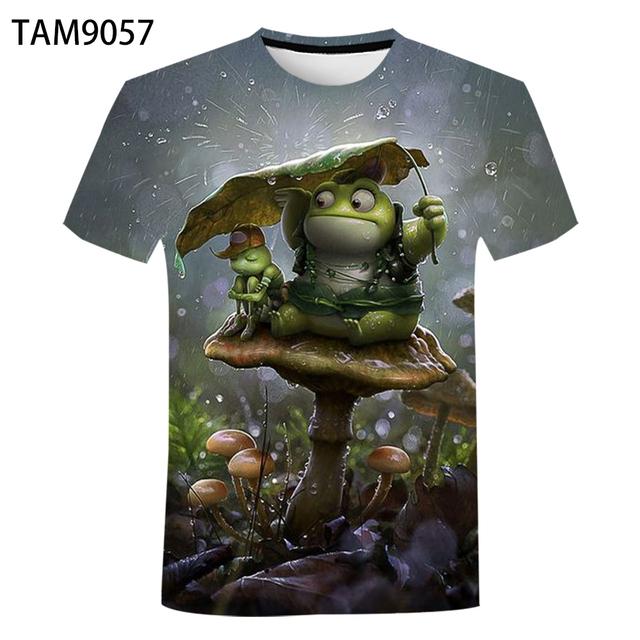 Evropská a americká nová personalizovaná řada Funny Frog 3D tisk Léto Pánské Dámské Tričko nadměrné velikosti Street Styl