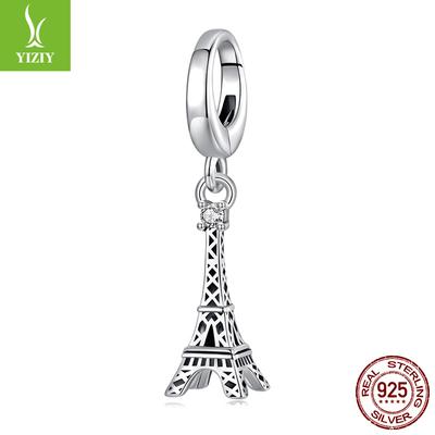 Öffnen und Schließen Eiffelturm Anhänger S925 Silber Perlen DIY Armband Vielseitiges Armband Perlen