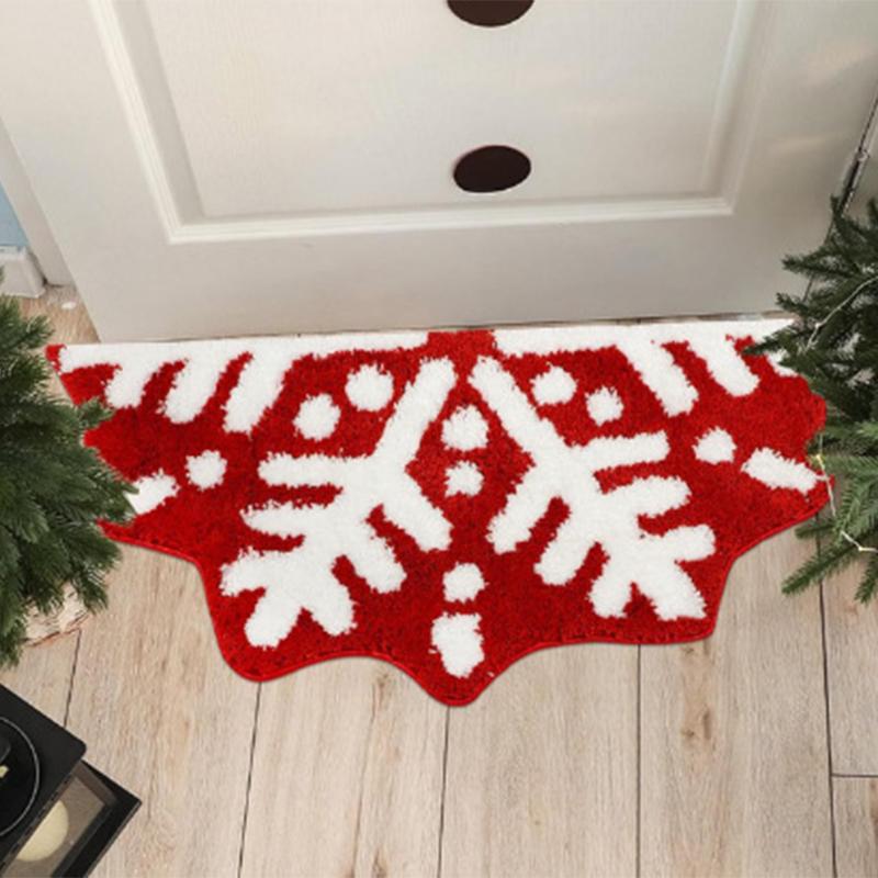 

Vikama Красный Рождественский Снежинка Имитация Кашемира Ковер Полукруглый Зимний Нескользящий Коврик для Ванной Декор для Дома Приветственный Придверный Коврик 40X60cm