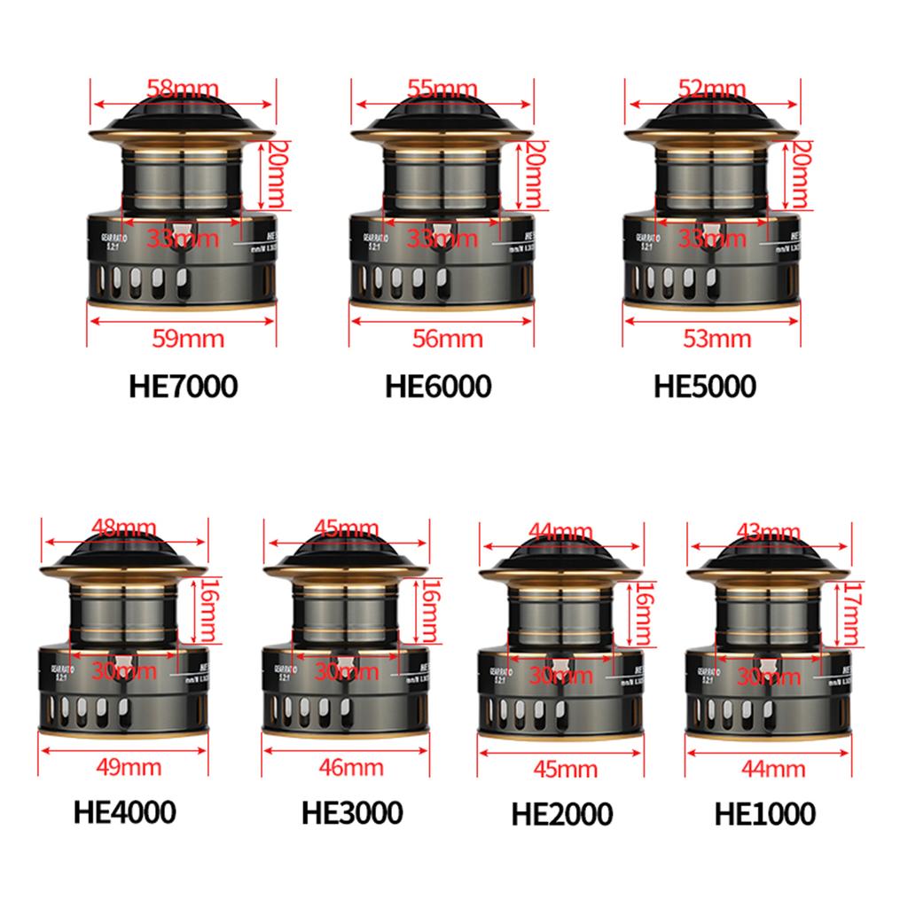 Handle Interchangeable Fishing Reel HE1000-7000 5.2:1 Gear Ratio Fishing Reel 22LBs Drag Fishing Reel