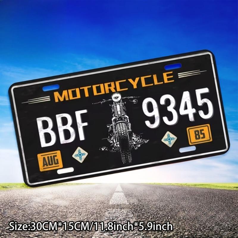Motorcycle Souvenir License Plate, Metal Auto Wall Decor 15x30cm