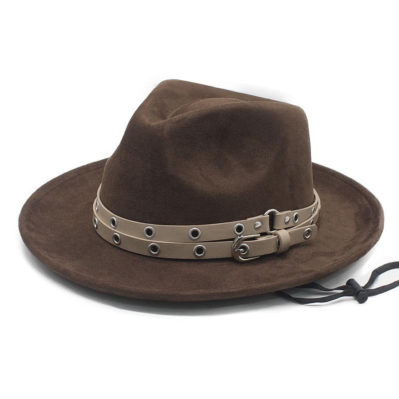New European and American Retro Style Double Belt Classic Peach Heart Top Jazz Hat, Men's and Women's Top Hats
