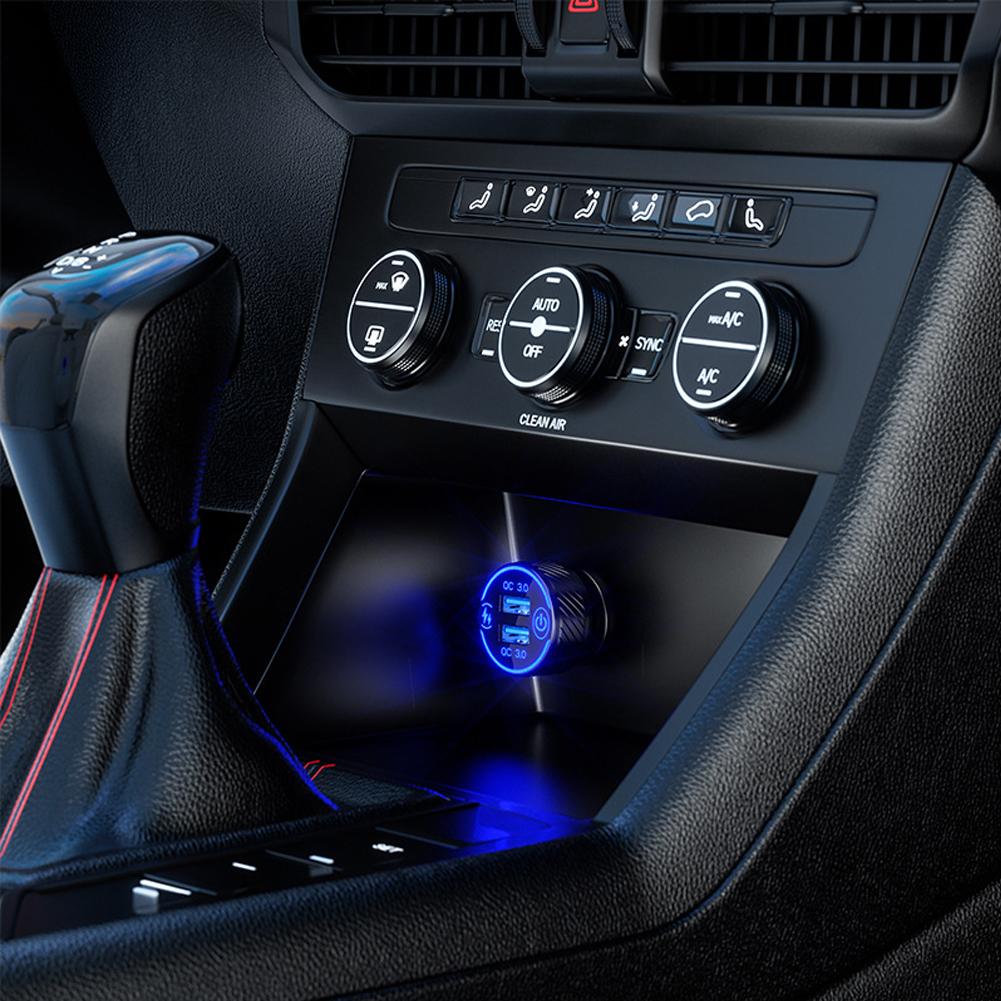 18W Dual QC 3.0 USB Port Multiple Car Charger Socket with Touch Switch Fast Charger Car Adapter Triple Aluminum Metal 12V 24V