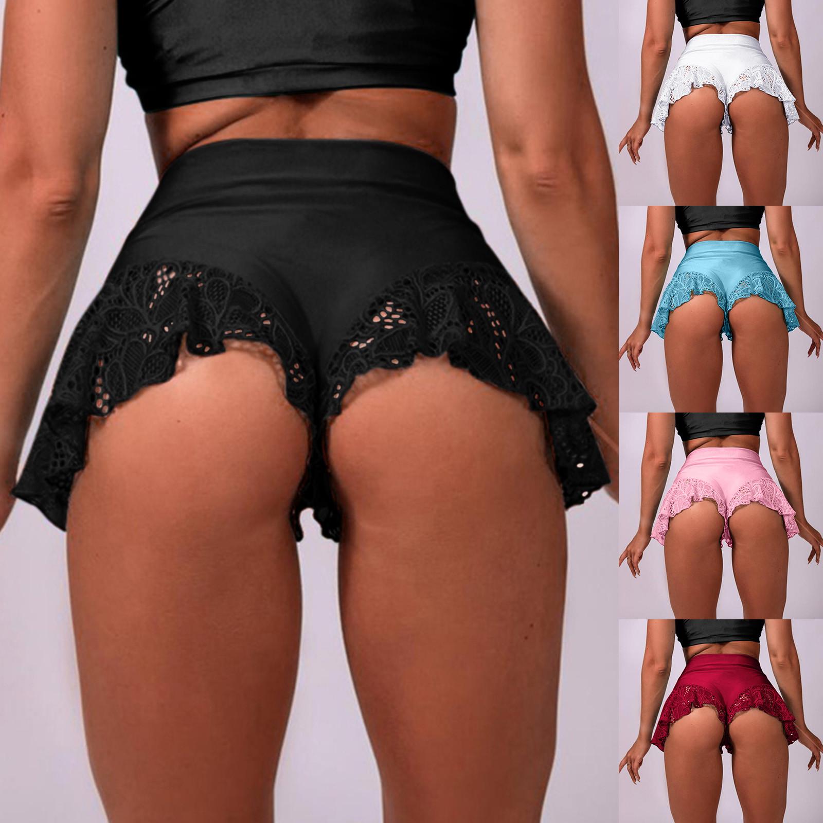 

New Women s High Waist Lace Ruffled Dance Shorts Pants Mini Tight Bikini