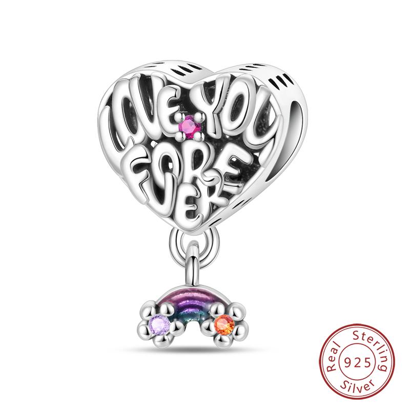 100% Copper Sisters Best Friends Series Charms Pink Heart Rose Beads Fit Qikaola Bracelet Diy Birthday Jewelry Gift