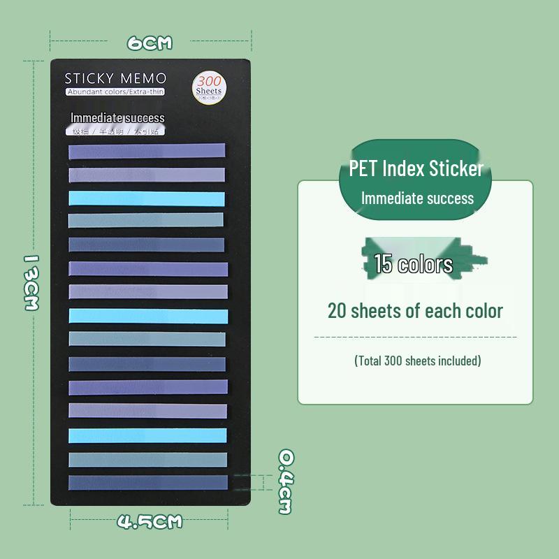300 Translucent Ultra-Thin PET Index Tabs: Color-Coded Sticky Notes for Marking & Fluorescent Messages