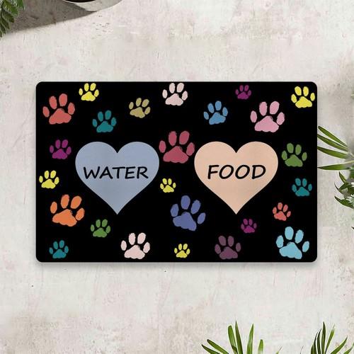 

Vagonik Water Food Cat Dog HeartЦифровая печать 50 x 70 см. Декоративный многоцелевой коврик для внутренней и наружной двери Food Mat
