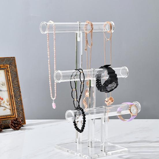Jewelry Rack Stable Base Multi-Tier Space-saving Keep Organized Jewelry Storage Acrylic Hairband Watch Necklace T-bar Display Stand Jewelry Accessory