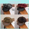 Retro Octagonal Beret Hat For Women With Grid Design For Autumn And Winter