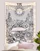 Indian Consigners Tarot Cards Tapestry Black & White The Sun Small Cotton Posters Medieval Europe (100 CM x 75 CM) (The Sun B/W)