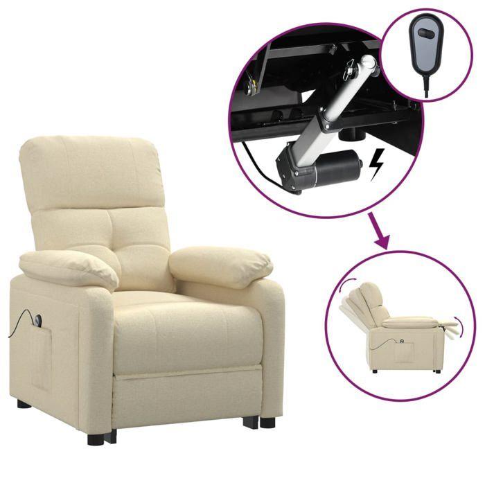Maison Exclusive - Fauteuil inclinable électrique Crème Tissu