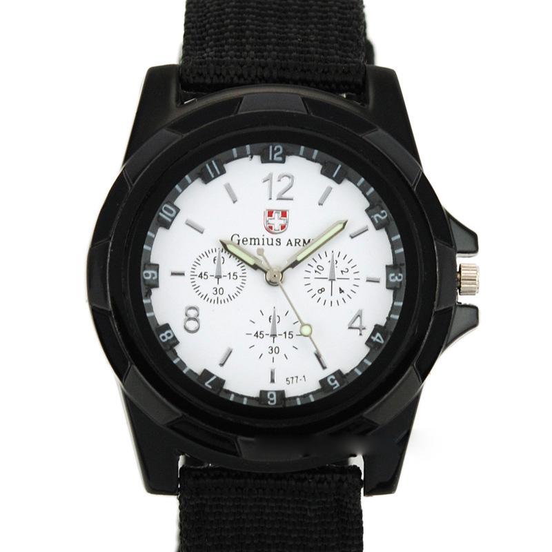 Orologio Militare da Esterno in Tela di Nylon di Tendenza per Uomo e Donna - Lancette Luminose, Design Rotondo al Quarzo