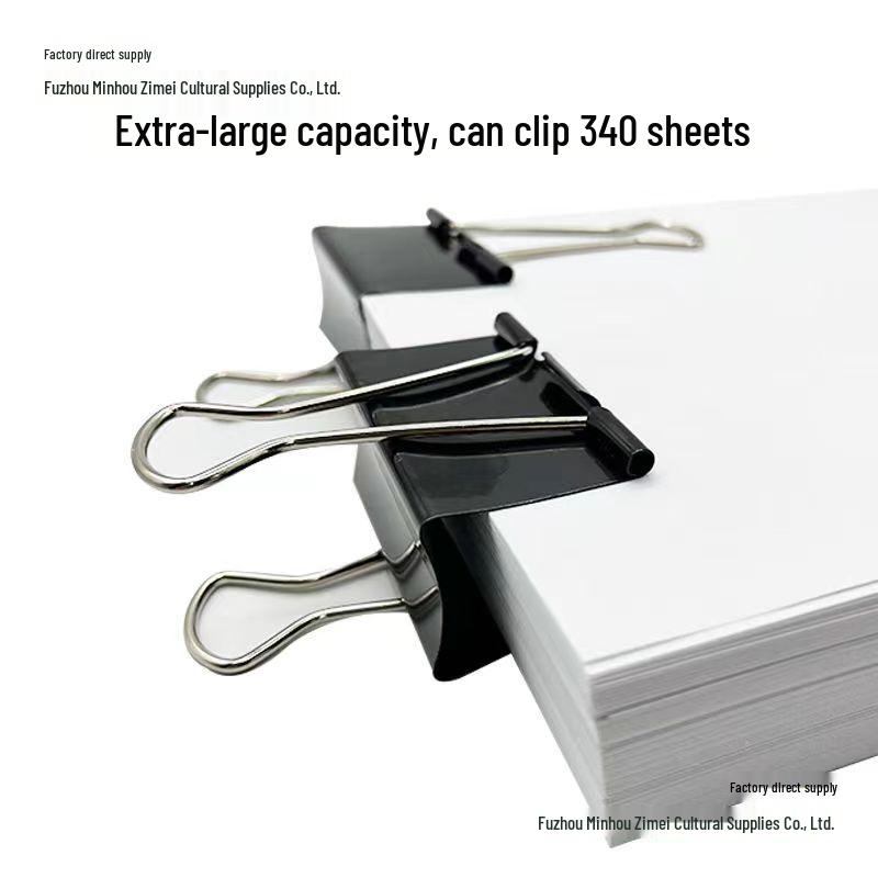 קליפסים תפסנים שחורים וצבעוניים בצורת זנב סנונית, בגדלים שונים, לנייר וחשבוניות