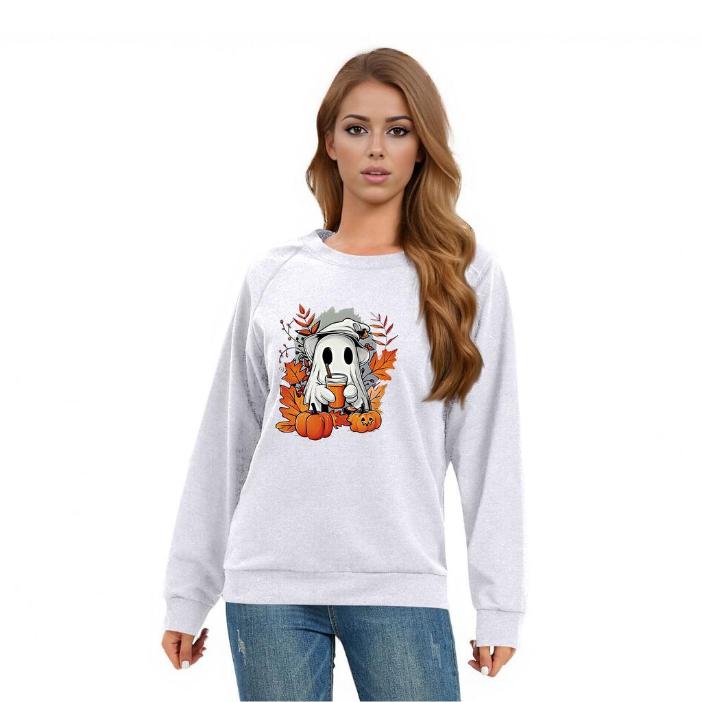 Women's Casual  Raglan O-neck Long Sleeve Halloween Print Top