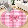 1pc Pink Checkered BowChair Carpet for Office, Indoor Non-Slip Washable Polyester Fiber Carpet, Mat For Office, Machine Washable